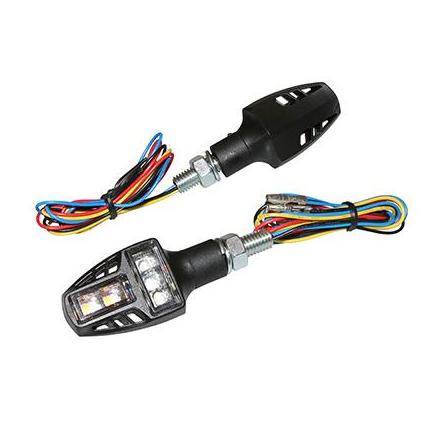 126201 CLIGNOTANT UNIVERSEL P2R T COMPACT ARRIERE A LEDS + FEU AR + FEU STOP TRANSPARENT-NOIR -HOMOLOGUE CE- (PAIRE) xxx Info P2