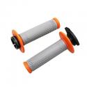 REVETEMENT POIGNEE PROGRIP OFF ROAD 708 DOUBLE DENSITE GRIS-ORANGE 115mm (AVEC LOCK ON - LIVRER AVEC 5 EMBOUTS) (PAIRE) (CROSS-M