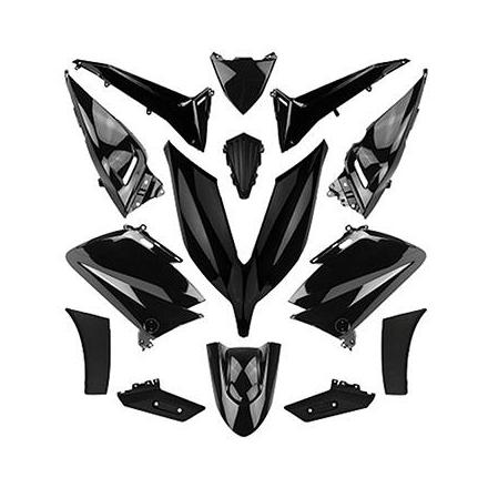 150931 CARROSSERIE-CARENAGE MAXISCOOTER ADAPTABLE YAMAHA 530 TMAX 2015>2016 NOIR BRILLANT (KIT 14 PIECES) xxx Info P2R (Motorisé