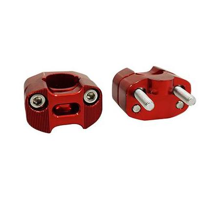 154980 PONTET DE GUIDON UNIVERSEL REPLAY OVERSIZE ALU DIAM 28,6mm ENTRAXE 38mm ROUGE (VIS INOX M7) (H40 x L55 x l35 mm) (PAIRE) 