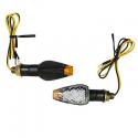 CLIGNOTANT A LED MOTO AVOC GAMA BASE ABS TRANSPARENT-NOIR TIGE COURTE (L 70mm - H 28mm - L 29mm) (HOMOLOGUE CE) (PAIRE)