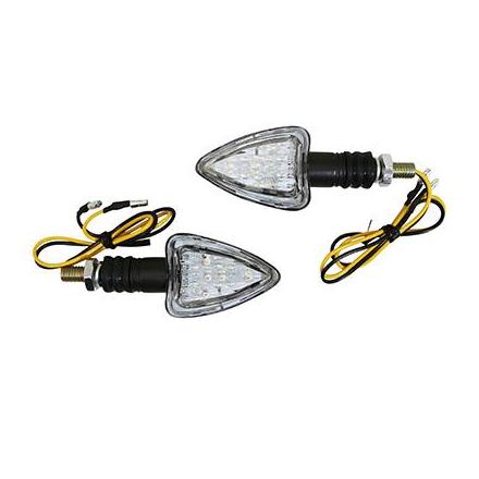 154972 CLIGNOTANT UNIVERSEL MOTO A LEDS AVOC ASO TRANSPARENT-NOIR (HOMOLOGUE CE) (PAIRE) xxx Info MALOSSI 