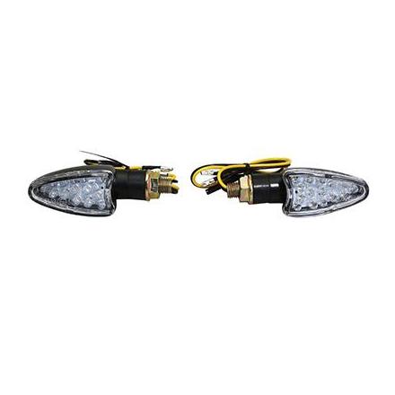 155073 CLIGNOTANT UNIVERSEL MOTO A LEDS AVOC TOSA TRANSPARENT-NOIR (HOMOLOGUE CE) (PAIRE) xxx Info P2R (Motorisé) 