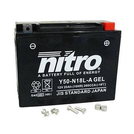 125789 BATTERIE 12V 20Ah Y50N18L-A GEL NITRO AVEC ENTRETIEN (Lg205xL90xH162) NITRO BATTERIES