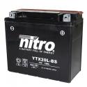 BATTERIE 12V 18 Ah NTX20L-BS NITRO MF SANS ENTRETIEN AVEC PACK ACIDE (Lg175xL87xH155mm) (EQUIVALENT YTX20L-BS)