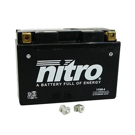 125772 BATTERIE 12V 8 Ah YT9B4 NITRO SANS ENTRETIEN GEL PRET A L'EMPLOI (Lg150xL69xH105) NITRO BATTERIES