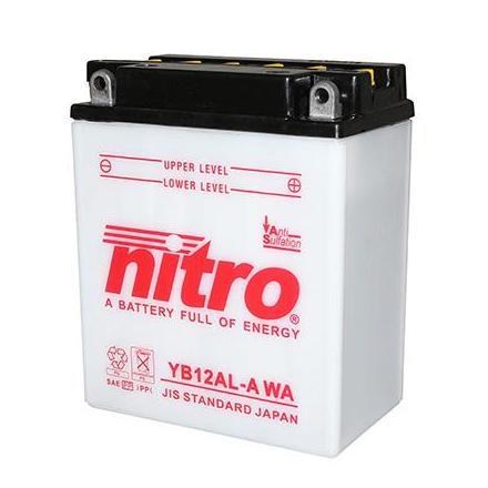 125758 BATTERIE 12V 12Ah YB12AL-A NITRO AVEC ENTRETIEN (Lg134xL80xH160) NITRO BATTERIES