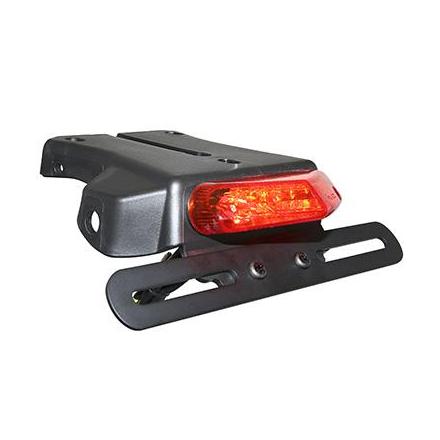 136166 SUPPORT DE PLAQUE-BAVETTE AVEC FEU AR 50 A BOITE-MOTO REPLAY A LEDS ROUGE AVEC SUPPORT DE PLAQUE NOIR -HOMOLOGUE CE- xxx