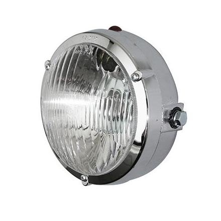 156194 PHARE-PROJECTEUR CYCLO ADAPTABLE PEUGEOT 103 ROND DIAM 103mm CHROME (P26s + TEMOIN) -HOMOLOGUE- -SELECTION P2R- xxx Inf