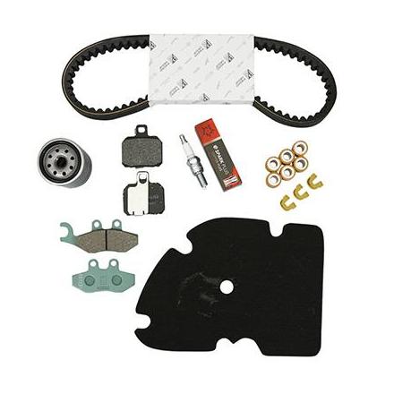 158626 KIT ENTRETIEN MAXISCOOTER ORIGINE PIAGGIO 125 X-EVO 2007>, X8 2004>2006 (AVEC GUIDES VARIATEUR) (AVEC PLAQUETTES AR BREMB