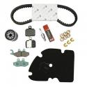 KIT ENTRETIEN MAXISCOOTER ORIGINE PIAGGIO 125 X-EVO 2007-, X8 2004-2006 (AVEC GUIDES VARIATEUR) (AVEC PLAQUETTES AR BREMBO 64707