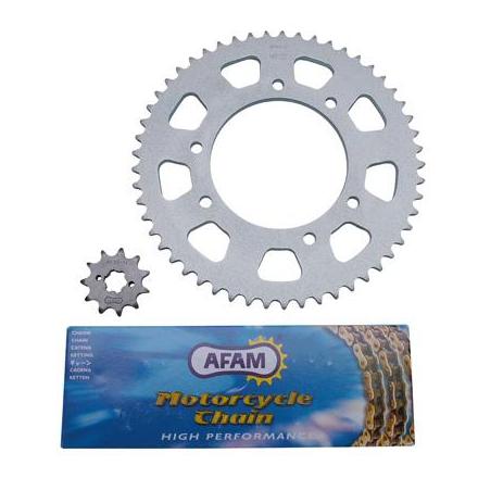 11249 KIT CHAINE ADAPTABLE DERBI 50 SENDA SM DRD RACING 2006>2010 420 11x53 (DEMULTIPLICATION ORIGINE) -AFAM- xxx Info AFAM