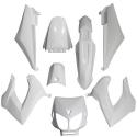 CARROSSERIE-CARENAGE 50 A BOITE ADAPTABLE DERBI 50 SENDA 2000-2010 BLANC BRILLANT (KIT 8 PIECES) -P2R-