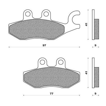 11667 PLAQUETTE DE FREIN NEWFREN POUR PIAGGIO 250-500 MP3 AR, 125 X-EVO AR, 125-250 X9 EVOLUTION AV DROIT 2006>,400 X8, X EVO AV