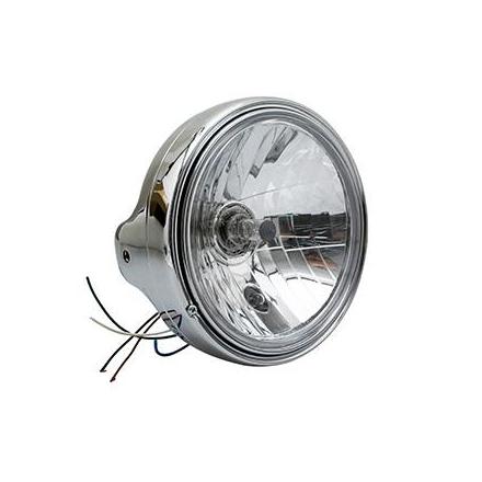 148403 PHARE-OPTIQUE MOTO AVOC TYPE GUZZI DIAM 200 mm CUVELAGE OPTIQUE LISSE Ø180mm LAMPE H4 60-55W + FEU DE POSITION CHROME COR