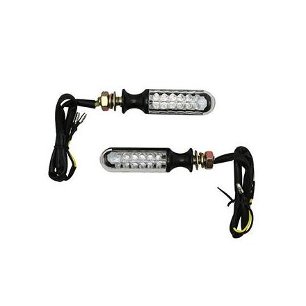 148792 CLIGNOTANT UNIVERSEL MOTO A LEDS AVOC ATAMI TRANSPARENT-NOIR Lg73mm H20mm L20mm 12 LEDS (HOMOLOGUE ECE) (PAIRE) xxx Info 