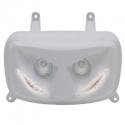 DOUBLE OPTIQUE REPLAY RR8 POUR MBK 50 BOOSTER 2004--YAMAHA 50 BWS 2004- BLANC AVEC LEDS BLANCHES **