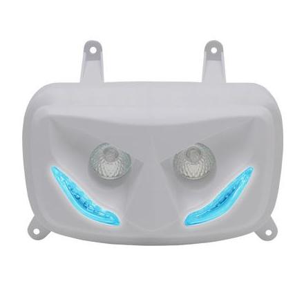 14998 DOUBLE OPTIQUE REPLAY RR8 POUR MBK 50 BOOSTER 2004>-YAMAHA 50 BWS 2004> BLANC AVEC LEDS BLEU ** xxx Info REPLAY 