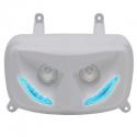 DOUBLE OPTIQUE REPLAY RR8 POUR MBK 50 BOOSTER 2004--YAMAHA 50 BWS 2004- BLANC AVEC LEDS BLEU **