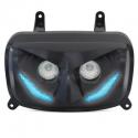 DOUBLE OPTIQUE REPLAY RR8 POUR MBK 50 BOOSTER 2004--YAMAHA 50 BWS 2004- NOIR AVEC LEDS BLEU **