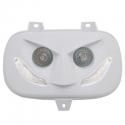 DOUBLE OPTIQUE REPLAY RR8 POUR MBK 50 BOOSTER 1999-2003-YAMAHA 50 BWS 1999-2003 BLANC AVEC LEDS BLANCHES **