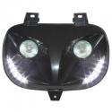 DOUBLE OPTIQUE REPLAY RR8 POUR MBK 50 BOOSTER 1999-2003-YAMAHA 50 BWS 1999-2003 NOIR AVEC LEDS BLANCHES **