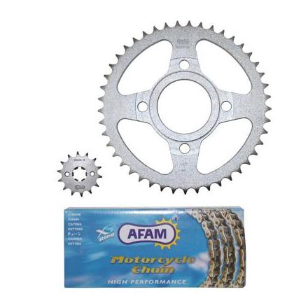 32051 KIT CHAINE ADAPTABLE DAELIM 125 ROADWIN 2004>2010 428 14x45 (DEMULTIPLICATION ORIGINE) -AFAM- xxx Info AFAM 