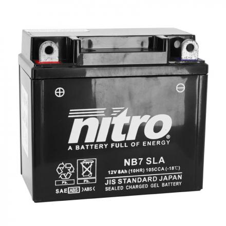 172610 BATTERIE 12V 8 Ah NB7 NITRO SLA SANS ENTRETIEN PRETE A L'EMPLOI (Lg135xL75xH133mm) 2 Général | Fp-moto.com garage m