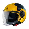 CASQUE JET MT VIALE SV S BETA D3 DOUBLE ECRANS BLEU-JAUNE MAT S (ECE 22.06)