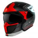 CASQUE TRIAL MT STREETFIGHTER SV TOTEM B15 GRIS-ROUGE MAT L SIMPLE ECRAN DARK TRANSFORMABLE AVEC MENTONNIERE AMOVIBLE (LIVRE AV