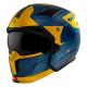 203048 CASQUE TRIAL MT STREETFIGHTER SV TOTEM C3 BLEU-OR MAT L SIMPLE ECRAN DARK TRANSFORMABLE AVEC MENTONNIERE AMOVIBLE (LIVRE