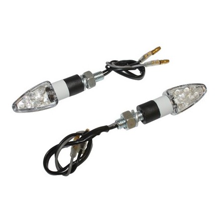  Clignotant Universel Replay Micro Fleche Transparent-Blanc 8 Leds Oranges -Homologue Ce- (Paire) 