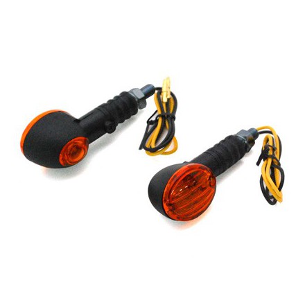  Clignotant Universel Replay Micro Ovale Orange-Noir avec Temoin Base Courte -Homologue Ce- (Paire) (Lampe 12V 21W Ba9S) 