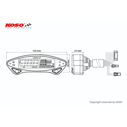 Compteur moto universel Koso DB-02 Auto Alimenté - BA022W00 - Pièce moto et  accessoire BST